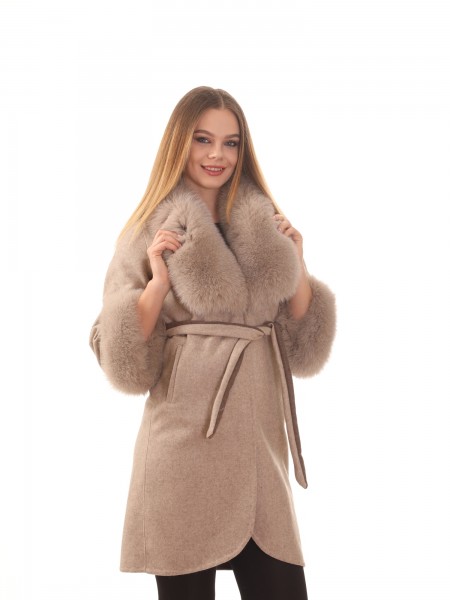Women's Cream Alpaca Fur Coat