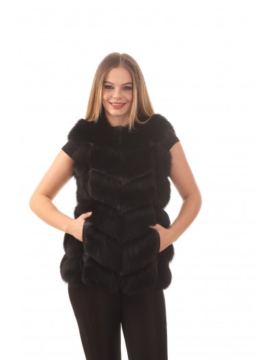 Women's Furry Black Vest