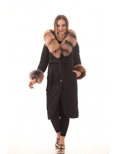 Women's Black Sheepskin Long Coat