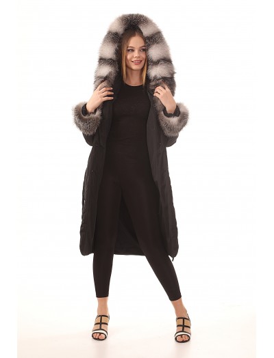 Women's Furry Black Long Coat