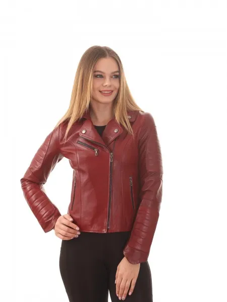 Women's Claret Red Leather Jacket