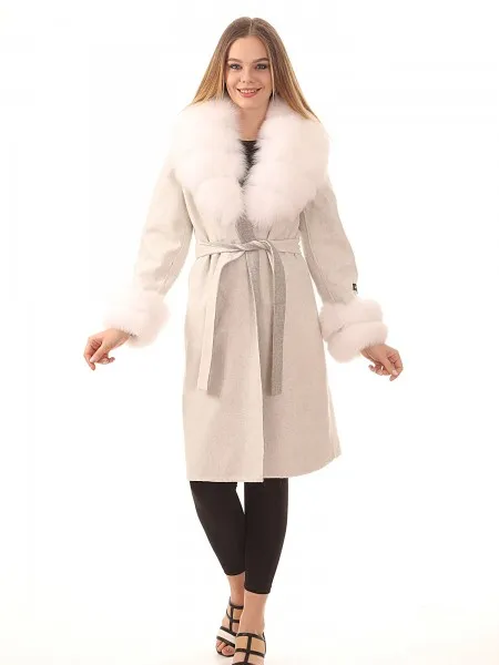 Women's Alpaca White Long Coat