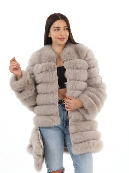 Fur Leather Long Parka